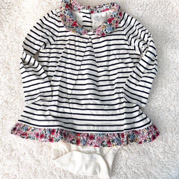 Striped Onesie with Floral Details - Picture 1 of 4